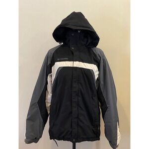 Columbia S Black/White/Grey Full Zip/Button Down Hooded Jacket